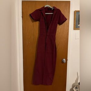 Big Bud Press Short Sleeve Jumpsuit - maroon, xxs